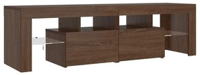 Móvel de TV com luzes LED 140x36,5x40 cm carvalho castanho