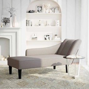 Chaise lounge com apoio de braço direito em tecido cinza
