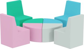 AIYAPLAY Conjunto 8 peças Blocos de Espuma para Crianças Blocos Macios com Design de Mesa e Banco para Escalar em PU Multicolorido | Aosom Portugal