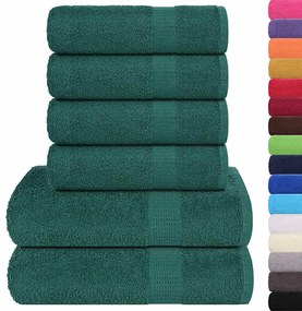 6pcs Conjunto toalhas banho 360 gsm 100% algodão verde