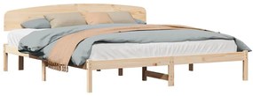 Estrado de Cama com Cabeceira 180x200 cm Madeira Maciça de Pinho