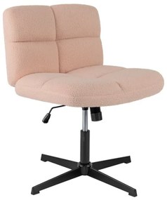 Cadeira giratória para escritório Sem Rodas com superfície de pelúcia felpuda, altura ajustável, base de metal e elevador a gás premium rosa