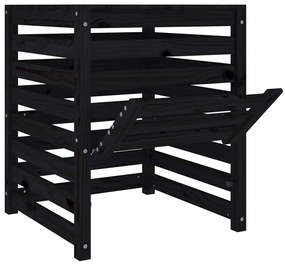 Caixote de compostagem 63,5x63,5x77,5 cm pinho maciço preto