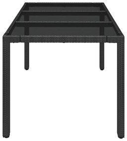 Mesa de jardim com tampo de vidro 150x90x75 cm vime PE preto