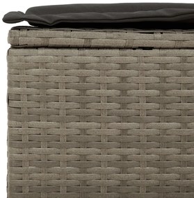 3 pcs conjunto sofás de jardim c/ almofadões vime PE cinzento
