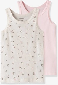 Pack de 2 camisolas interiores com flores NAME IT para menina rosa-bombom