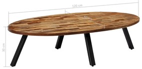 Mesa de centro teca maciça reciclada oval 120x60x30 cm