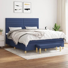 vidaXL Cama com molas/colchão 160x200 cm tecido azul
