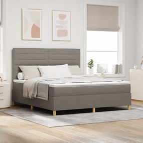 vidaXL Cama Box Spring com Colchão & LED Taupe 180x200 cm Tecido