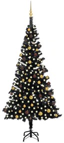 vidaXL Árvore Natal artificial pré-iluminada c/ bolas 240cm PVC preto