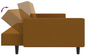Sofá-cama de 2 lugares veludo castanho
