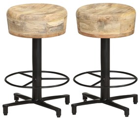 vidaXL Bancos de bar 2 pcs 52 cm madeira de mangueira maciça