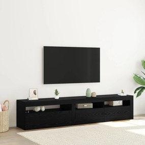 Gabinetes de TV vidaXL 2 pcs com Luzes LED Carvalho Preto Madeira Enge