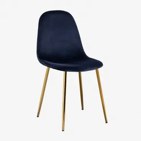 Cadeira de Veludo Glamm Cobalto & Dourado - Sklum