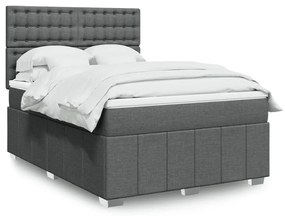 vidaXL Cama com molas/colchão 140x190 cm tecido cinzento-escuro