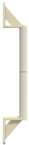 Poste arranhador de montagem na parede para gatos 109 cm sisal