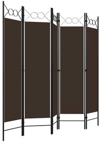 Divisória de quarto com 5 painéis 200x180 cm castanho