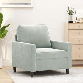Poltrona 60 cm veludo cinzento-claro