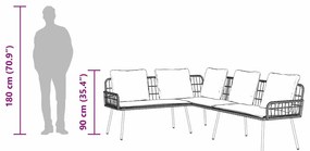 Sofá em L vidaXL Natural 231x173x78 cm de Rattan Sintético