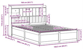 Cama sem colchão 160x200 cm madeira de pinho maciça branco