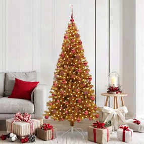vidaXL Árvore de Natal com 300 LEDs com suporte Ouro 180 cm PET