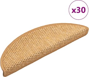 vidaXL Tapetes escada adesivos aspeto sisal 30 pcs 56x17x3cm sisal