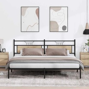 Estrutura de cama sem colchão 193x203 cm carvalho sonoma