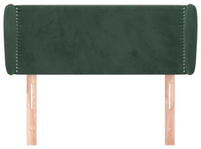 Cabeceira de cama c/ abas veludo 93x23x78/88 cm verde-escuro