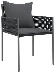 Cadeiras jardim c/ almofadões 6 pcs 54x61x83 cm vime PE preto
