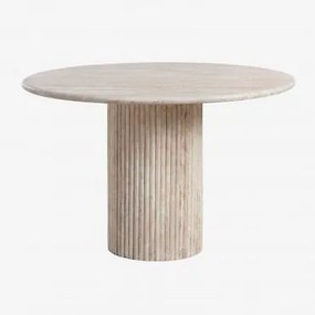 Mesa De Jantar Redonda Ø120 Cm Em Pedra Natural Grosseto Travertino - Sklum