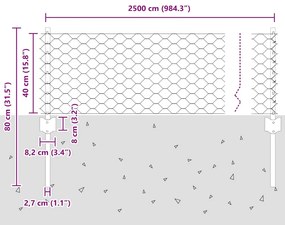Postes de Cerca vidaXL 11 pcs U-Channel 40 cm Aço Galvanizado
