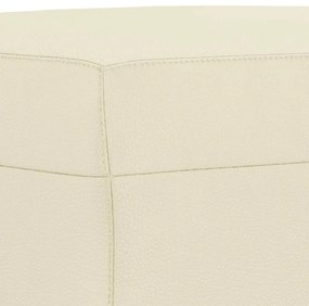 3 pcs conjunto sofás c/ almofadões couro artificial cor creme