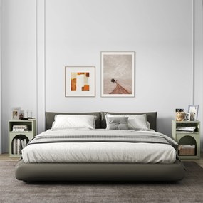 Conjunto de 2 mesas de cabeceira 40 x 30 x 60 cm, com compartimentos abertos, design arqueado, verde claro