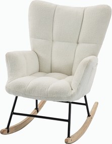 Cadeira de Baloiço, 90 x 66 x 90 cm, Assento Acolchoado, Creme