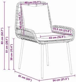 Conjunto de Jantar para Jardim 3 pcs Preto, Antracite