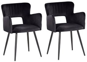 Conjunto de 2 cadeiras de jantar em veludo preto SANILAC Beliani