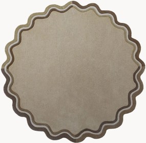 Tapete redondo de lã tufado à mão de pelo curto Leo Scallop Border