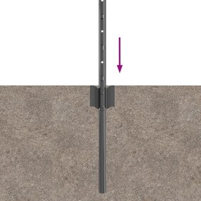 Postes de Cerca 44 pcs U-Channel Cinza 100 cm Aço