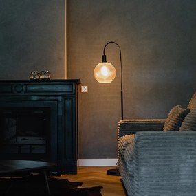 Candeeiro de pé design preto com vidro fumê - Chico