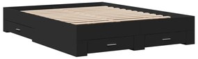 Estrutura de cama c/ gavetas 160x200 cm derivados madeira preto
