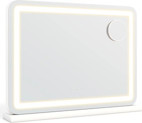 Espelho de Maquilhagem com Luz LED, 58 x 10 x 45 cm, Lupa de 10 Aumentos, Branco