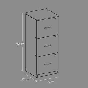 Armário de gavetas escritório em madeira 40 x 41 x 103 cm preto