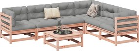 vidaXL 7 pcs conjunto sofás jardim madeira abeto-de-douglas