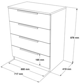 Cómoda Lorel de 4 Gavetas — 71,7x87,6x41,9 cm, Nogueira, Design Elegan