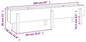 Canteiro elevado de jardim 160x30x38 cm pinho maciço branco