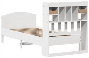 Cama com estante sem colchão 100x200 cm pinho maciço branco