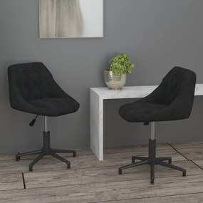 vidaXL Cadeiras de jantar giratórias 2 pcs veludo preto