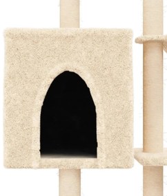 Árvore para gatos c/ postes arranhadores sisal 145 cm cor creme