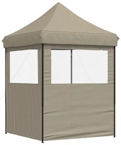 Tenda p/ festas pop-up dobrável c/ 2 paredes cinza-acastanhado