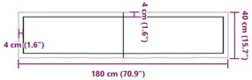 Prateleira de parede 180x40x(2-4) cm carvalho tratado castanho